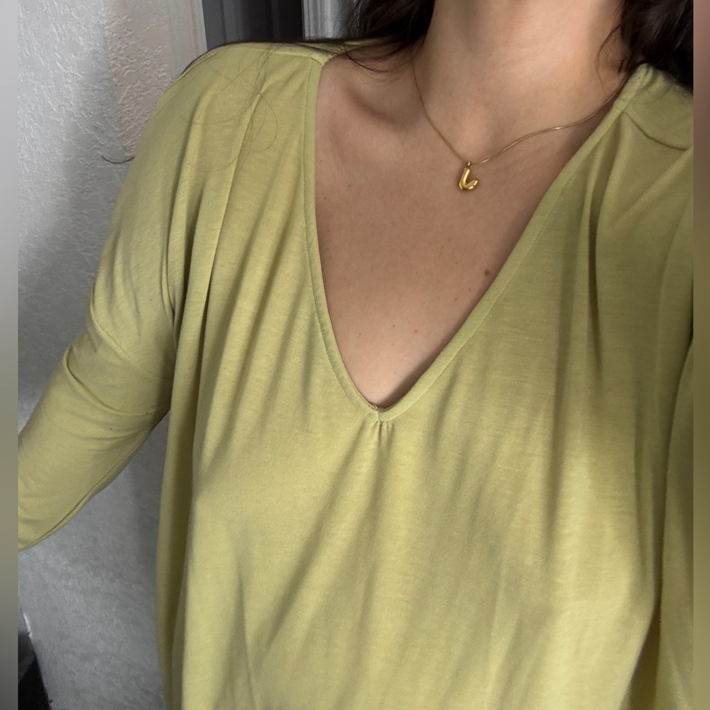 Impressions Light Yellow V-Neck Blouse - Picture 2 of 3